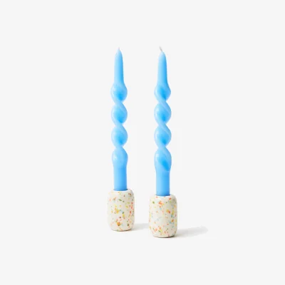 Oliver Bonas Splatter Ceramic Candlestick & Holder Gift Set