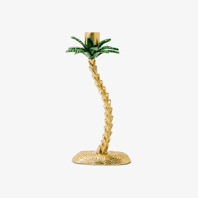 Oliver Bonas Palm Tree Gold Metal Candle Holder