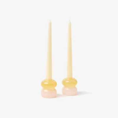 Oliver Bonas Mika Glass Tealight & Candlestick Holders Set of Two