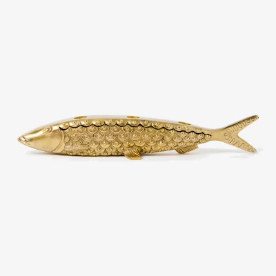 Oliver Bonas Fish Gold Metal Triple Candle Holder