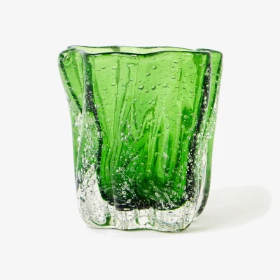 Oliver Bonas Twisted Green Glass Tealight Holder