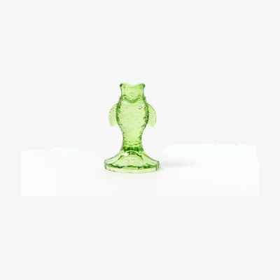 Oliver Bonas Fish Green Glass Candlestick Holder