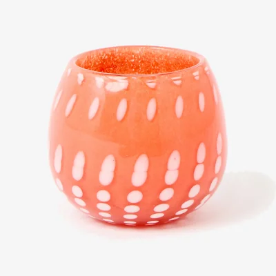 Oliver Bonas Dotty Red & Pink Glass Tealight Holder