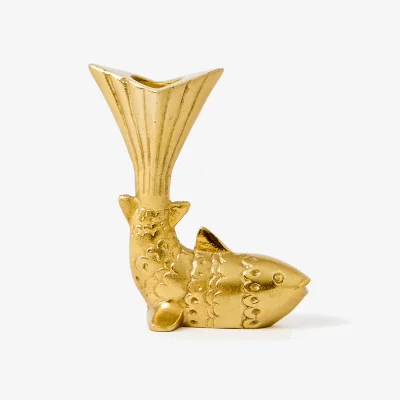 Oliver Bonas Fish Gold Metal Candlestick Holder