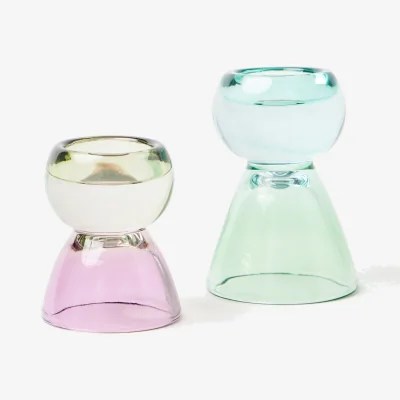 Oliver Bonas Deva Glass Tealight Holders Set of Two