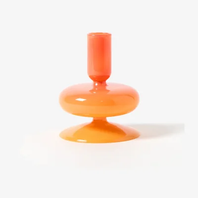 Oliver Bonas Fiesta Orange Ombre Glass Candlestick Holder