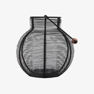 Perch and Parrow Punnet Lantern in Black - Small
