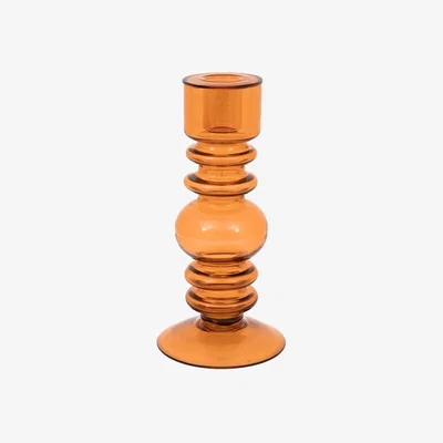Perch and Parrow Liora Glass Taper Candlestick in Amber