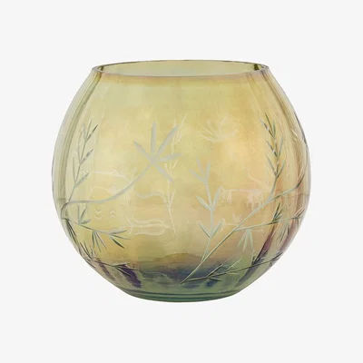 Perch and Parrow Wildflower Etched Iridescent Tealight Holder, Large