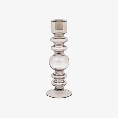 Perch and Parrow Liora Glass Taper Candlestick in Smoke