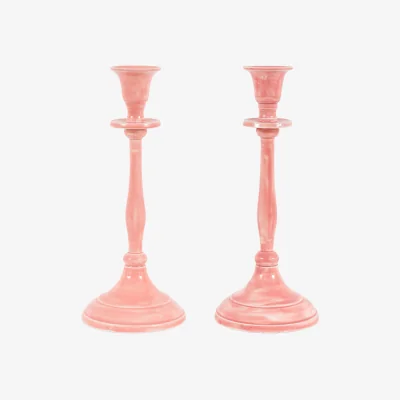 Perch and Parrow Lilia Pink Candlesticks, Set of 2