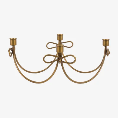 Perch and Parrow Timeless Tidings Bow Candle Holder in Gold