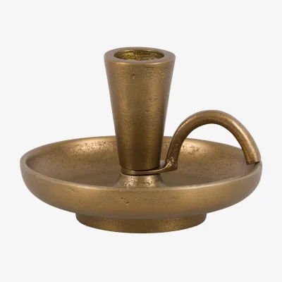 Perch and Parrow Timeless Tidings Brass Dinner Candle Holder