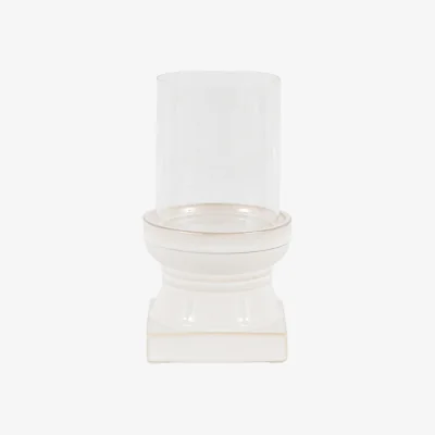 Perch and Parrow Mara Ceramic Candle Holders in White, Small