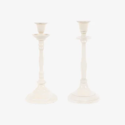 Perch and Parrow Lucen Candlesticks in Cream, Set of 2