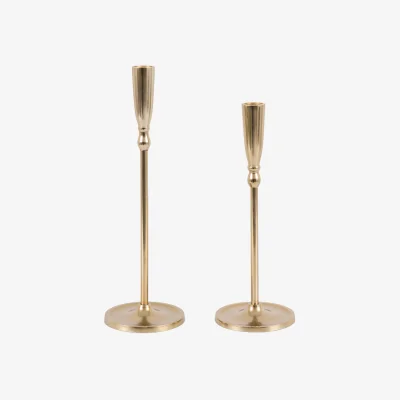 Perch and Parrow Monara Candle Stick in Brushed Gold, Set of 2