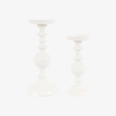 Perch and Parrow Lilia Cream Candlesticks, Set of 2