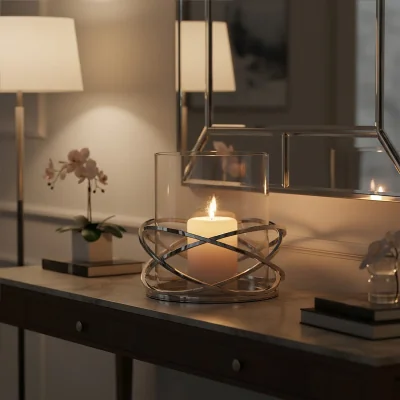 Pagazzi Twist Silver Finish Candle Holder - Large