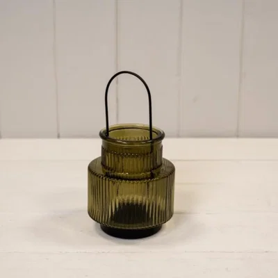The Range Olive Green Glass Candle Holder Small - Olive