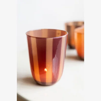 Rockett St George Deep Bordeaux Striped Tealight Holder - Tall