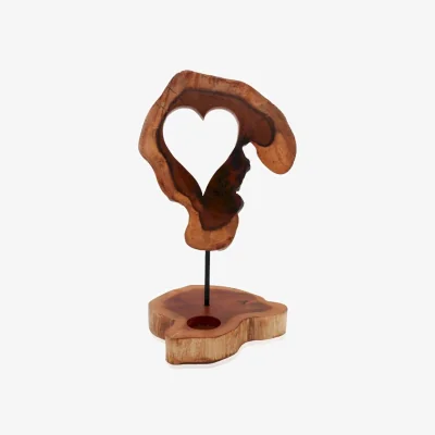 The Range Candle Holder Sign Heart Shape - Brown