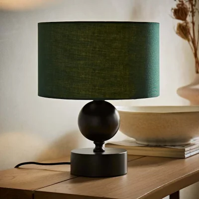 The Range Anthony Candlestick Table Lamp with Drum Shade - Green / No