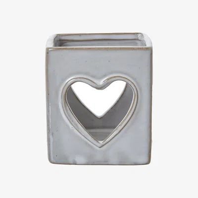 The Range Heart Cut-Out Square Tealight Holder - White