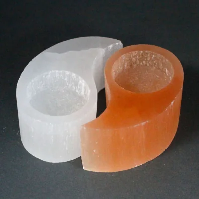 The Range Selenite Ying Yang Candle Holder - Orange
