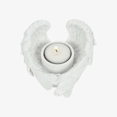 The Range Glitter Angel Wing Candle Holder Sparkly Tealight Holder - White