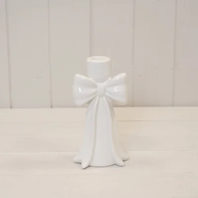 The Range White Tall Draping Bow Candle Holder - White
