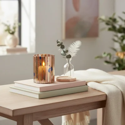 The Range Gaia Pink Antique Finish Small Candle Holder - Pink