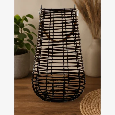 The Range Lentigo Large Black Rattan Lantern