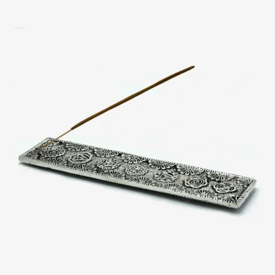 The Range Polished Aluminium Chakra Long Incense Holder 23cm - Silver