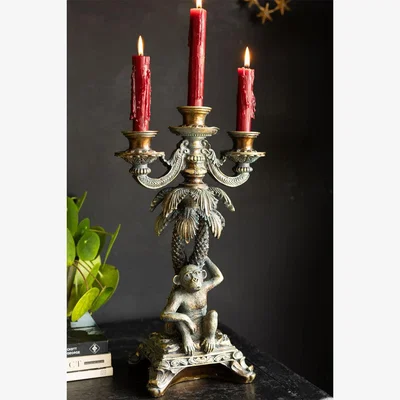 Rockett St George Vintage Gold Monkey Candelabra