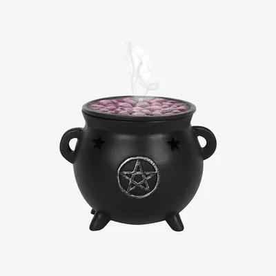 The Range Mystic Pentagram Cauldron Smoke Rising Incense Holder - Black