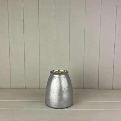 The Range Elegant Small Frosted Silver Glass Tealight Holder - Silver