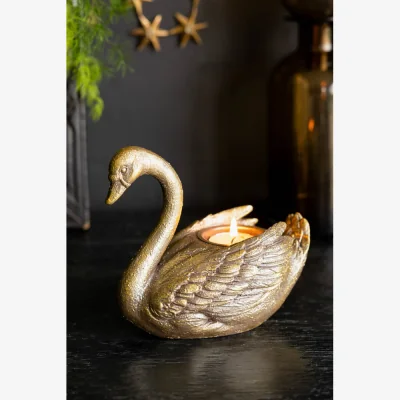 Rockett St George Gold Swan Tealight Holder