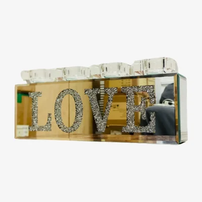 The Range Crystal Diamond Love Mirror Tealight Candle Holder - Silver