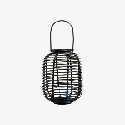 The Range Mataram Tall Black Natural Rattan Lantern - Black