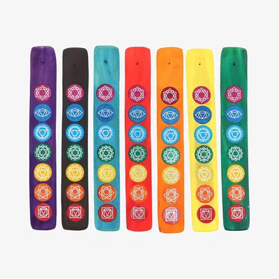 The Range Set of 7 Wooden Chakra Incense Holders - Multicolour