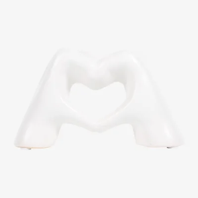 The Range Heart Hands Tealight Holder - White