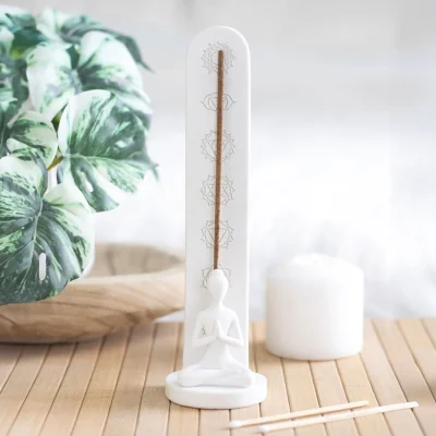 The Range Chakra and Yoga Pose Incense Stick Holder - White