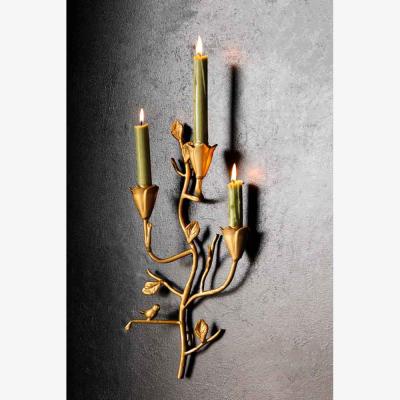 Rockett St George Gold Branch & Flower Wall Candle Holder