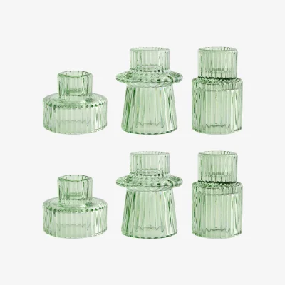The Range Lifeideas Set of 6 Glass Candle Holders - Green