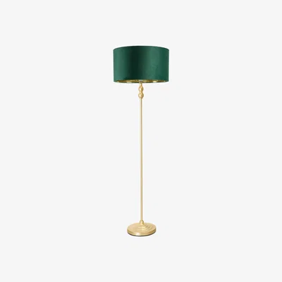 The Range Maggie Gold Candlestick Floor Lamp with Velvet with Gold Inner Lamp Shade - Green