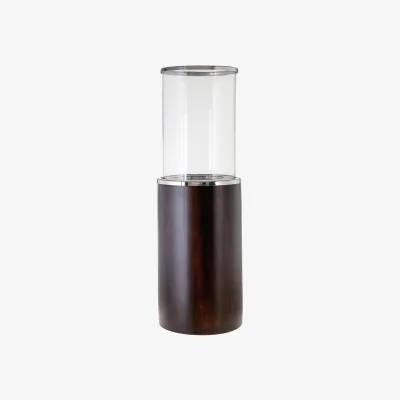 The Range Hampstead Large Mango Wood Hurricane Candle Holder - Natural, Clear