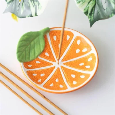 The Range Citrus Slice Ceramic Incense Holder - Orange