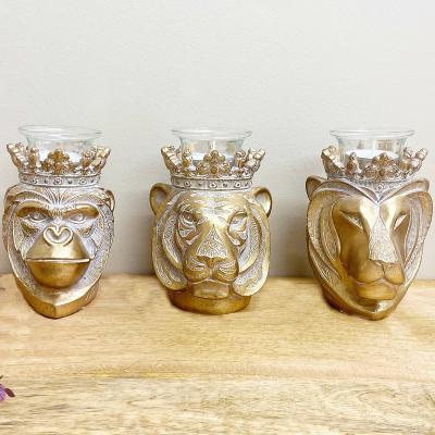 The Range Set of 3 Animal Head Candle Holders - Gold