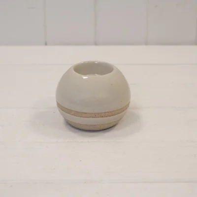 The Range Taupe Ceramic Glazed Tealight Holder With Unglazed Design - Taupe