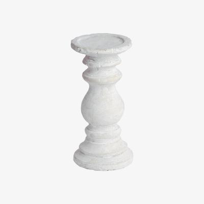 The Range Rustic Style Small Stone Effect Candle Holder  - Cream